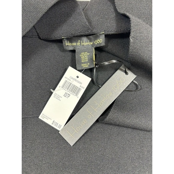 NWT House of Harlow 1960 Compression Dress Black Sleeveless Midi XS Bodycon LBD - Picture 4 of 10